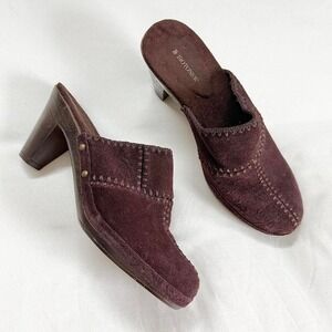 Y2K Isotoner brown suede mule heels size 8